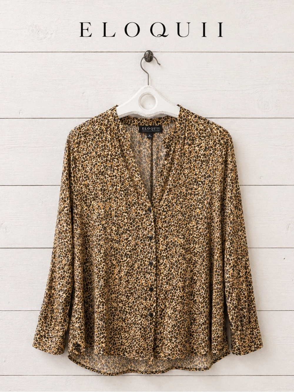 ELOQUII Leopard Print Blouse Yellow Black Size 14